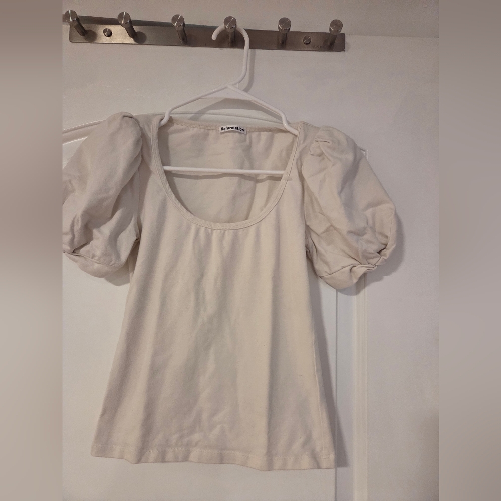 Reformation Cream Puff Sleeve Blouse Size Xs